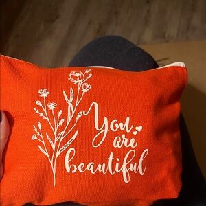 Orange Floral Pouch brand new